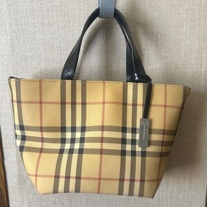 Burberry Beige and Black Plaid Handbag with COA